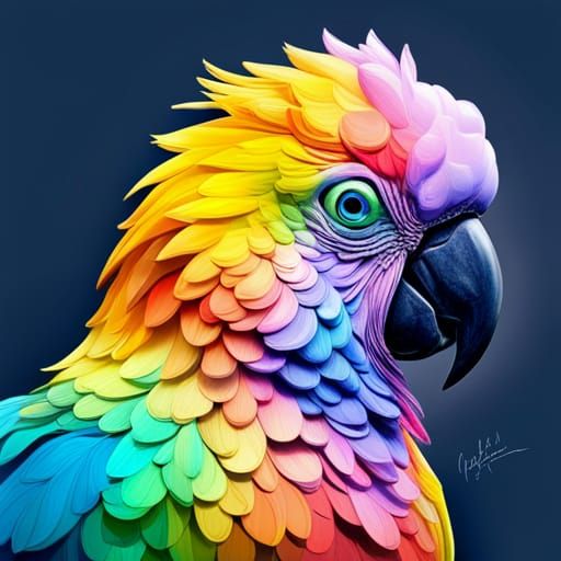 Cockatoo in rainbow colors