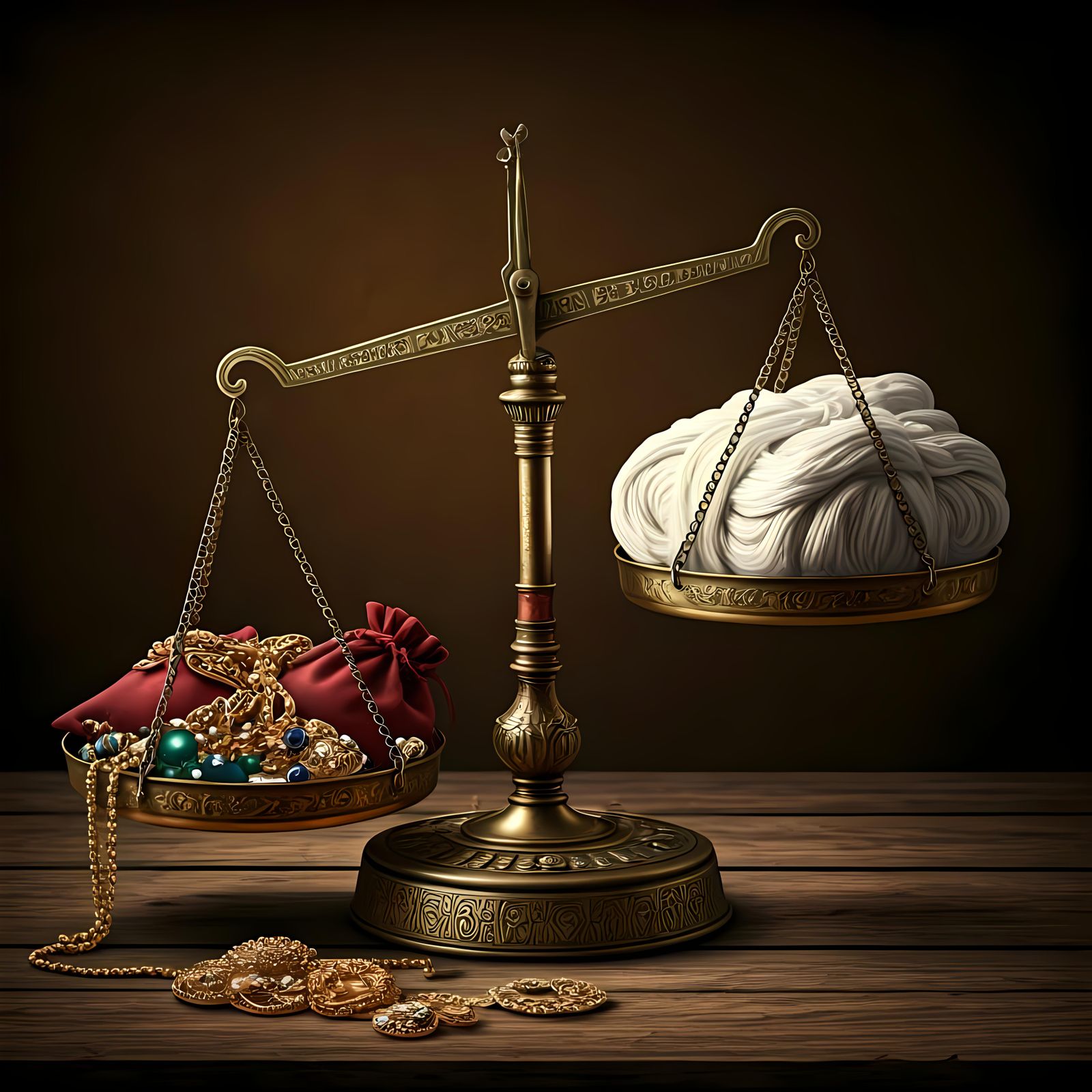 Antique Scale Balancing Jewels and Cotton