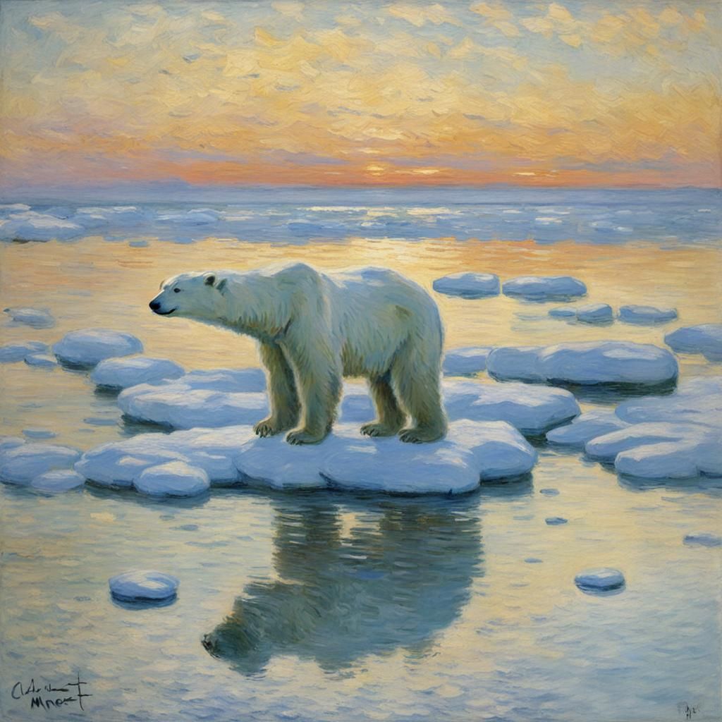 Polar Bear in Impressionist Style