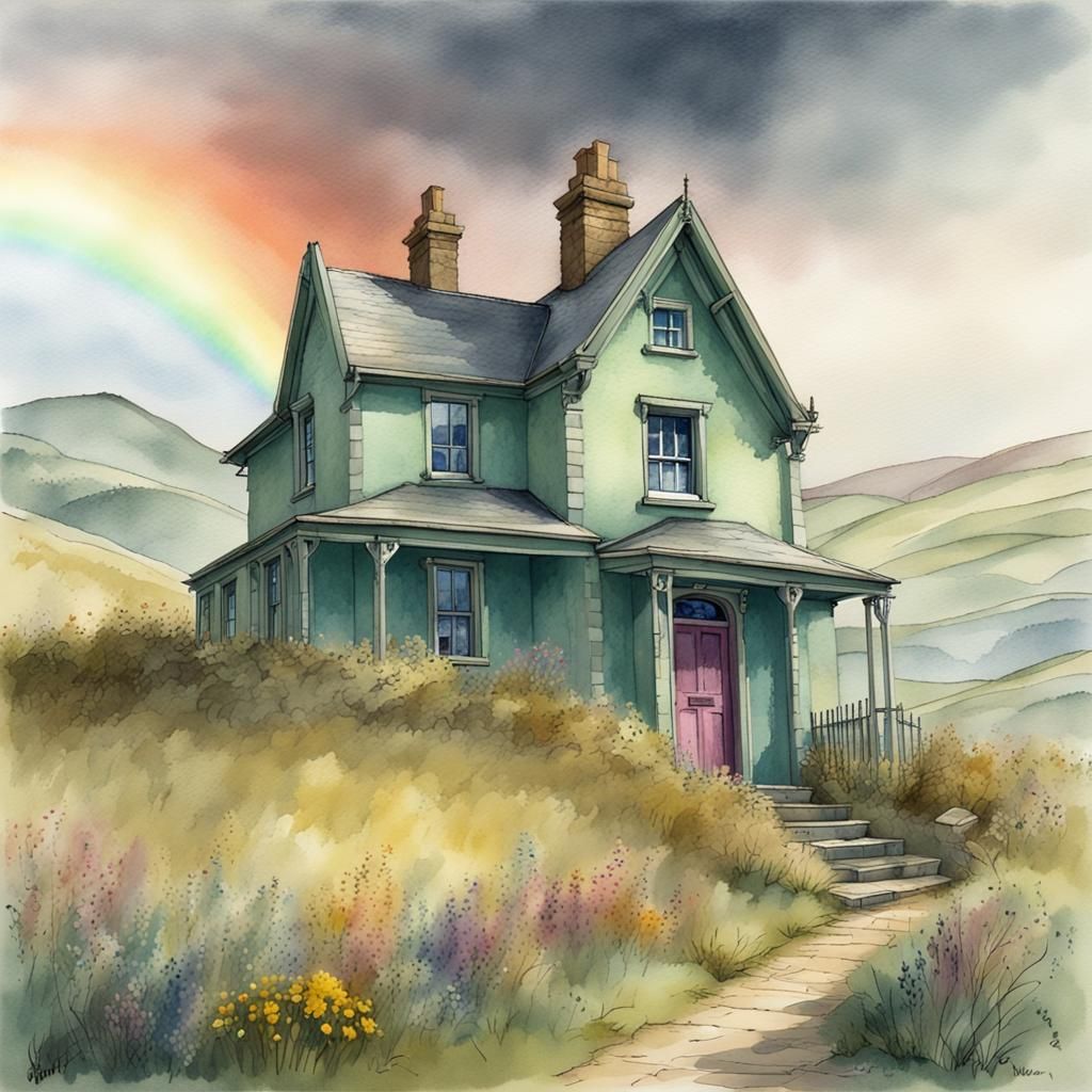 Victorian Croft House in Pastel Watercolors