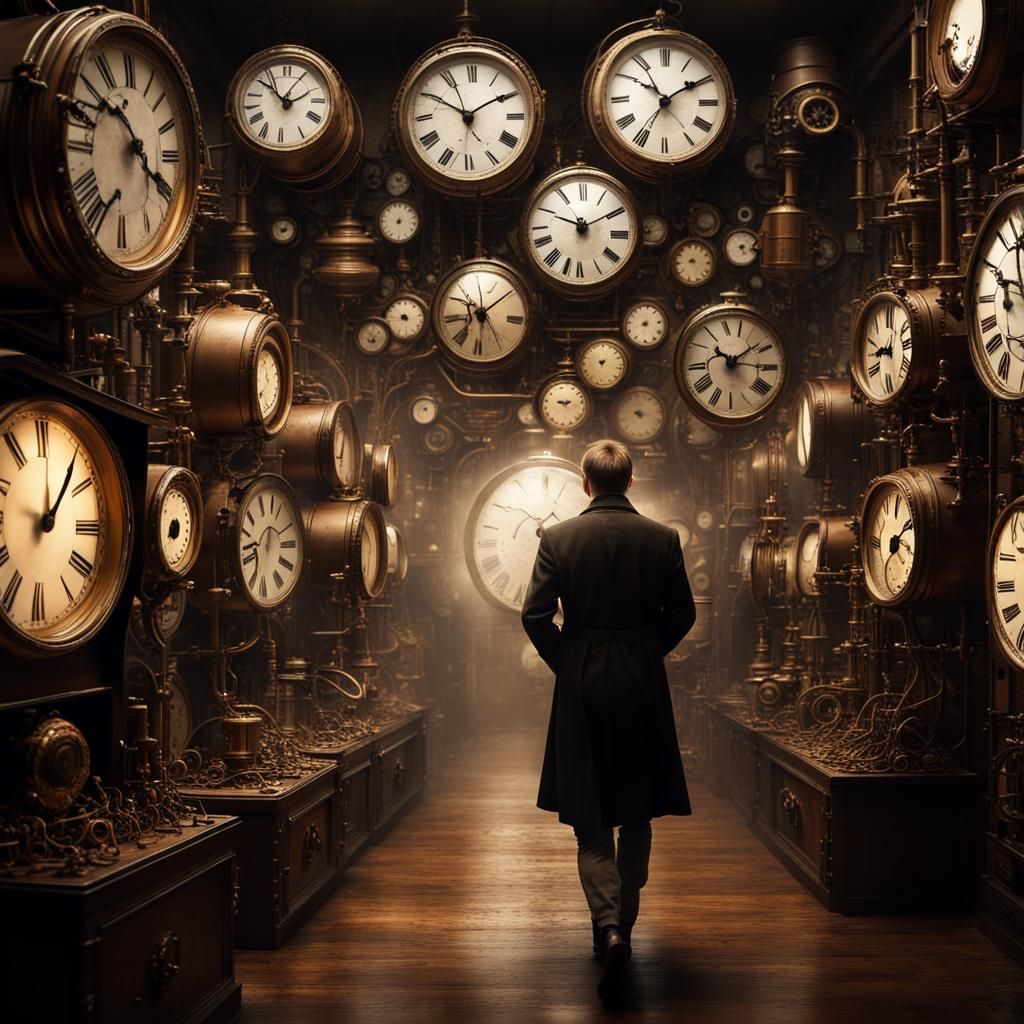 Steampunk Clock Room with Mystic Symbolism
