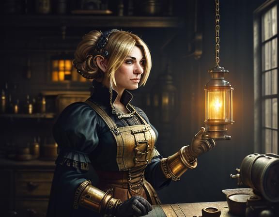 Gnome and Automata: A Cinematic Digital Painting