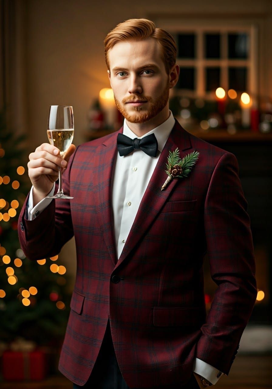 Confident Gentleman Toasting in Cozy Craftsman Home