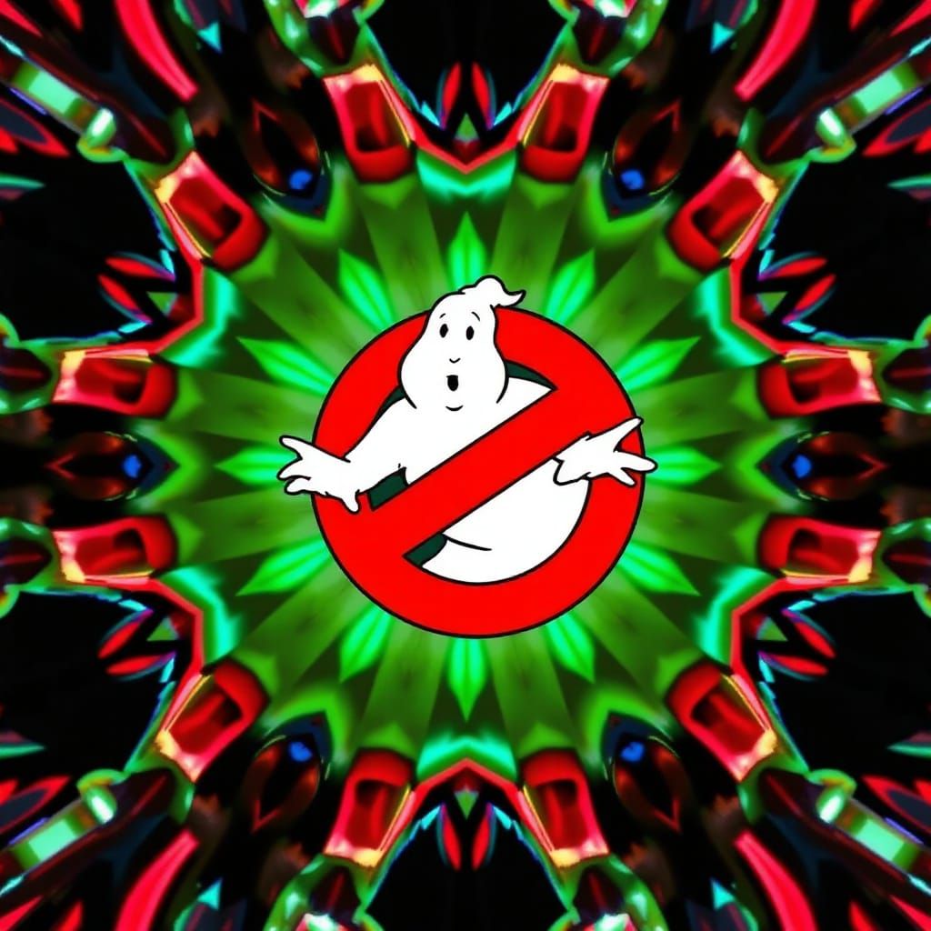 Ghostbusters Logo in Kaleidoscope Pattern