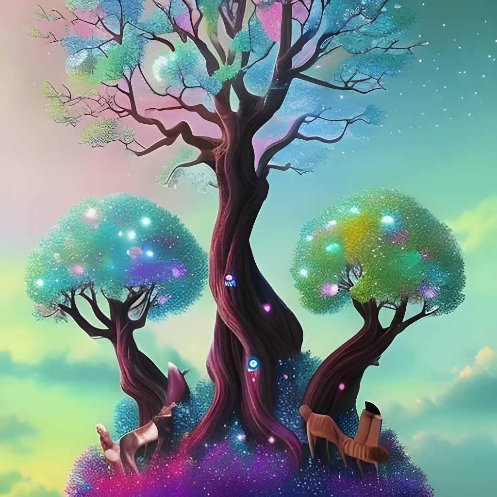 Fantastical Alien World with Tree of Life