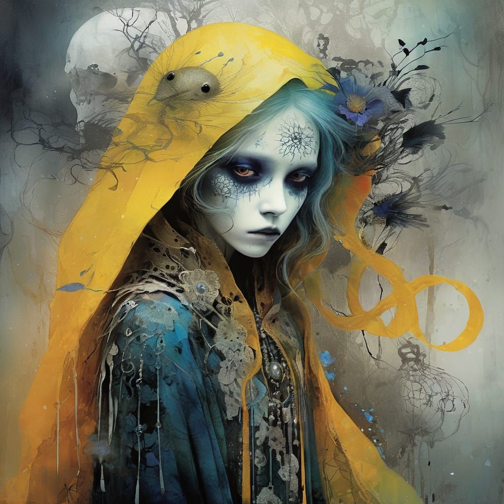 Spectral Figure Emerges from Darkness in Hyperreal Style