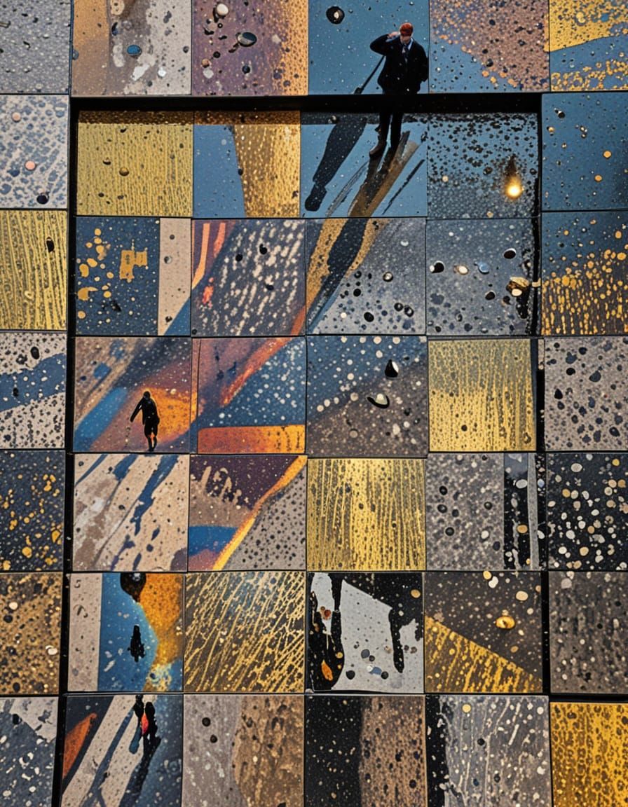 Neon Cityscape at Dusk with Reflections