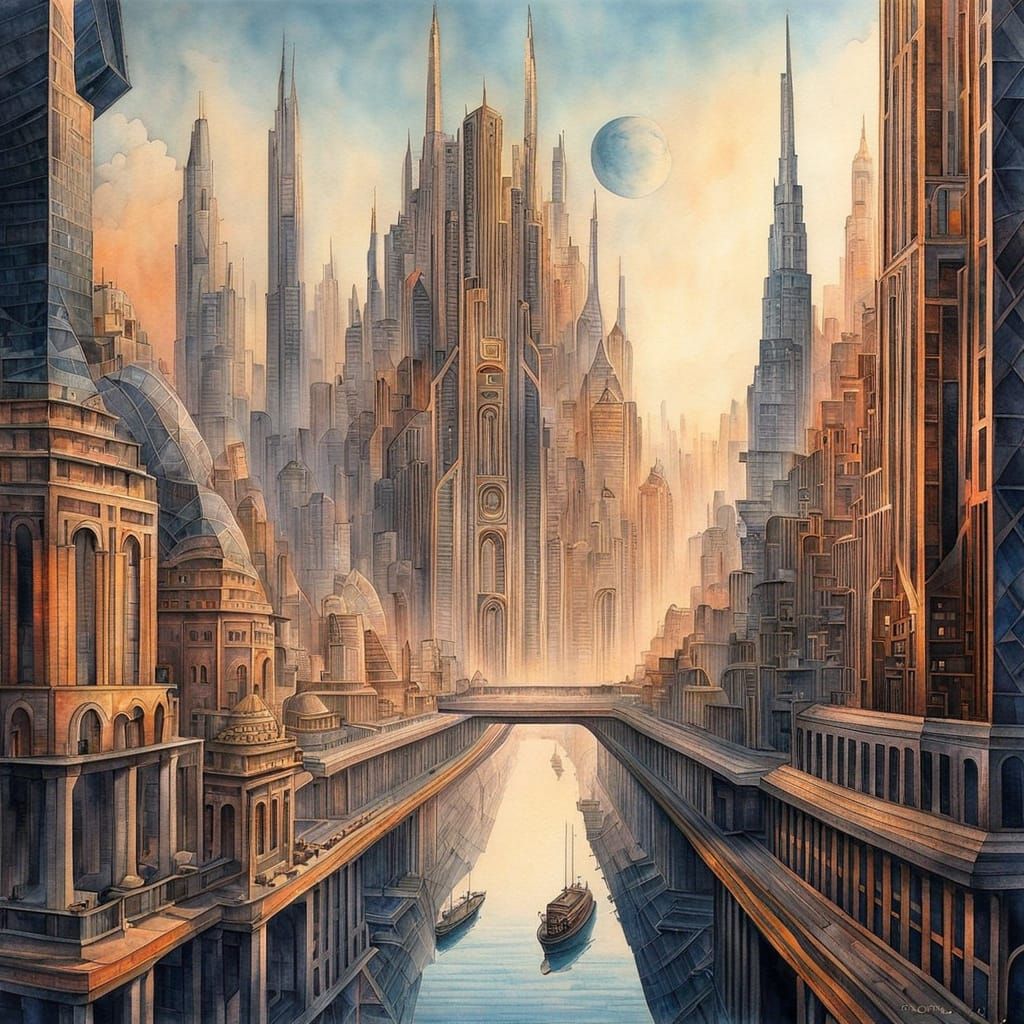 A solitary futuristic city