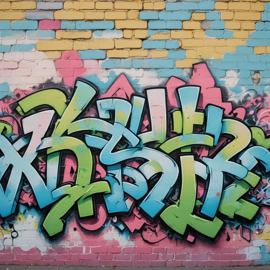 Vibrant Graffiti Mural on Brick Wall in Unreal Engine 5