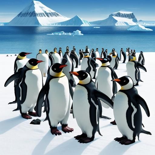 Antarctic Penguin Army in Anime Style