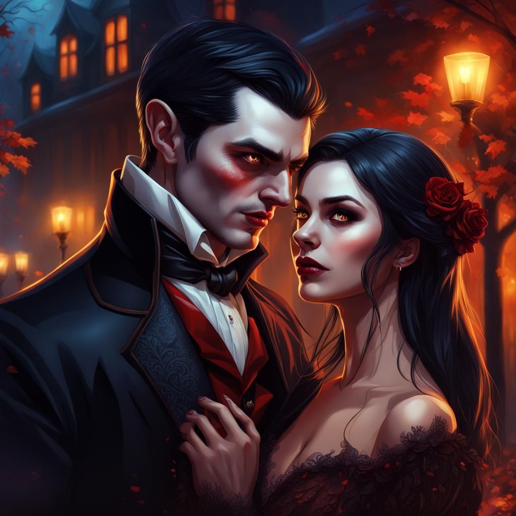 Gothic Vampire Couple at Autumn Festival