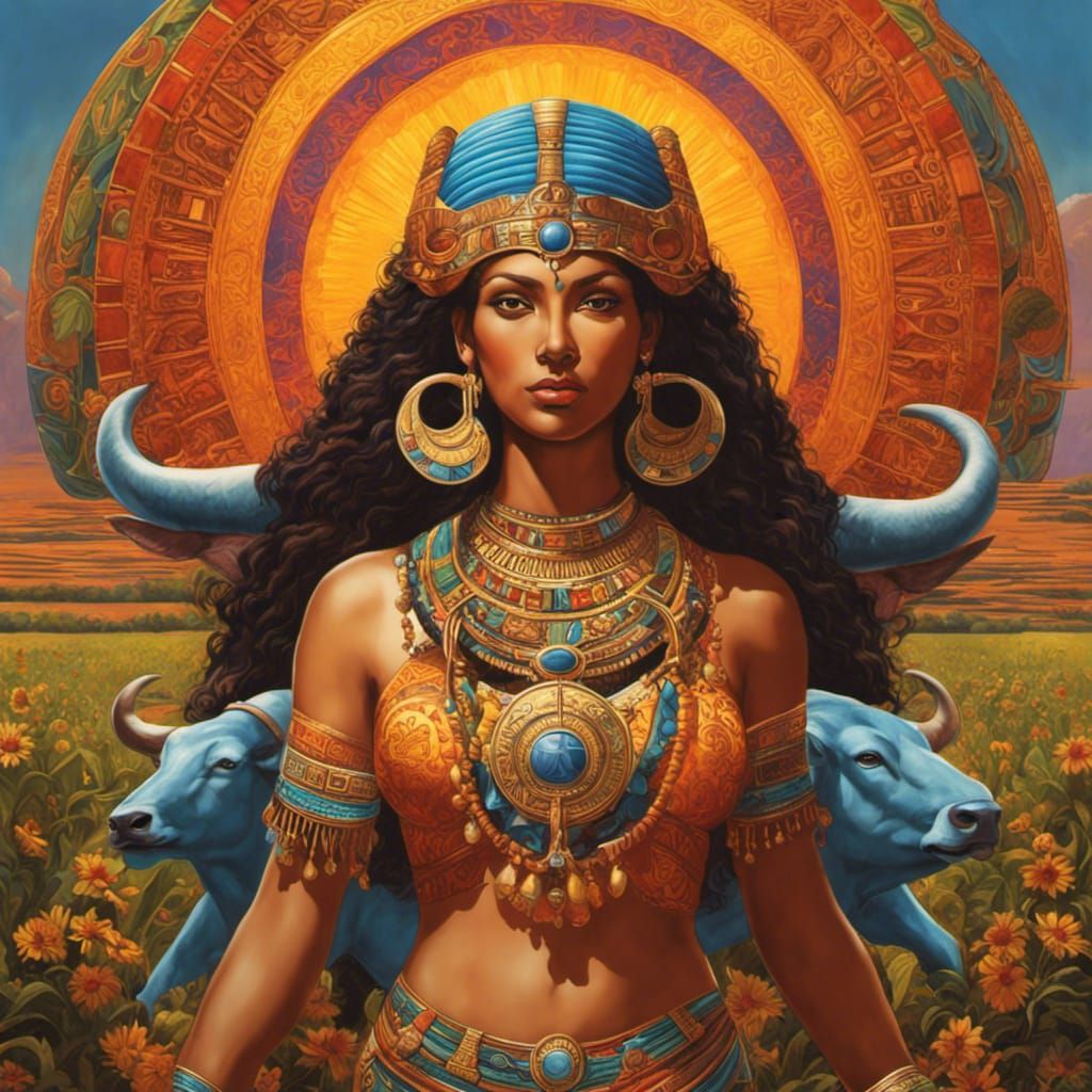 Hathor: Radiant Goddess of Love and Joy in Vibrant Style