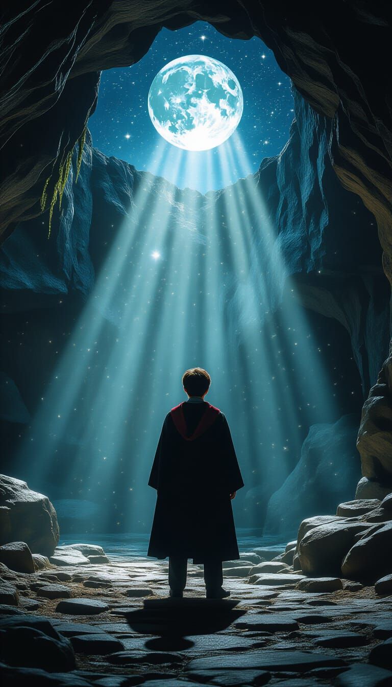 Harry Potter in Mystical Grotto with Heavenly Light