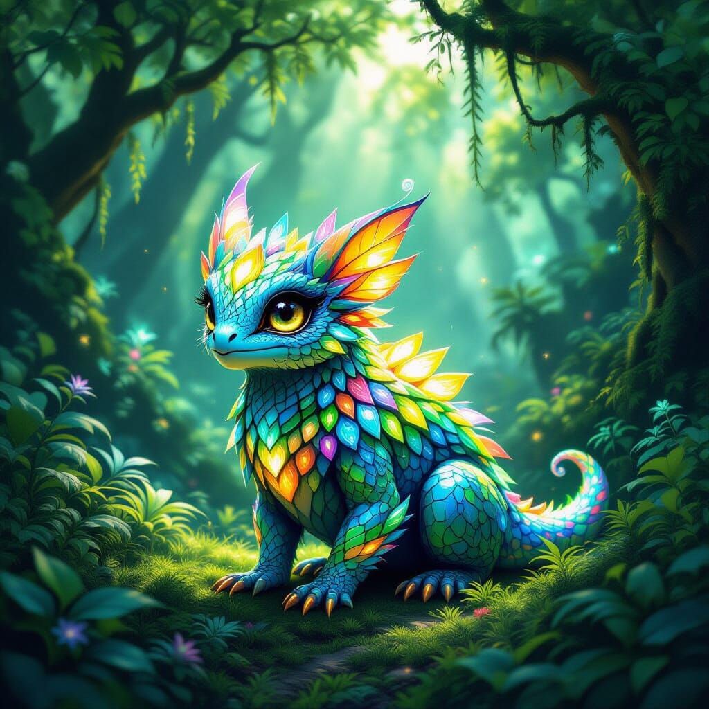 Fantastical Creature in Enchanted Forest