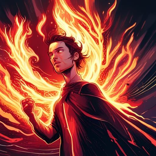 Fiery Humanoid in Comic Book Style