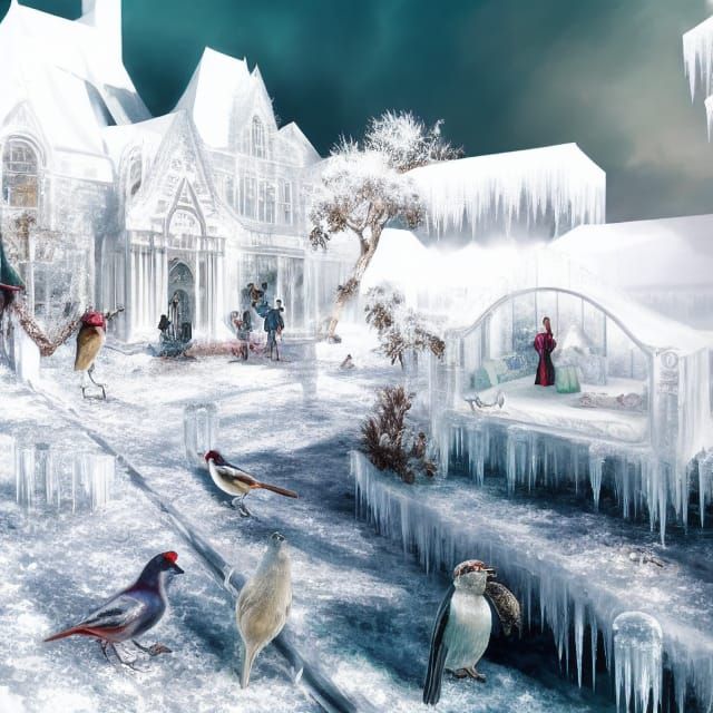 Frozen Victorian Aviary with Demonic Frost Birds
