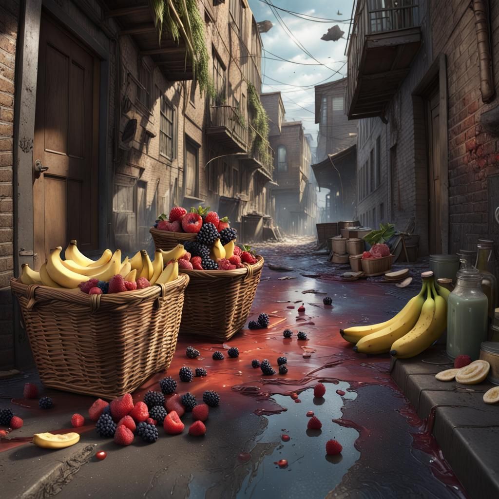 Food Spill in Alley as Detailed Matte Painting