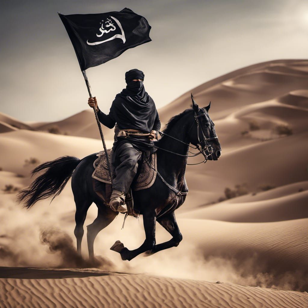 Muslim Warrior on Horseback in Desert