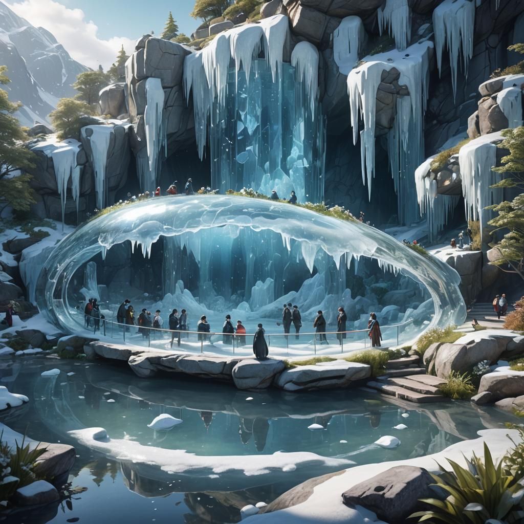 Penguin Enclosure: Cinematic Ice Formation Concept Art