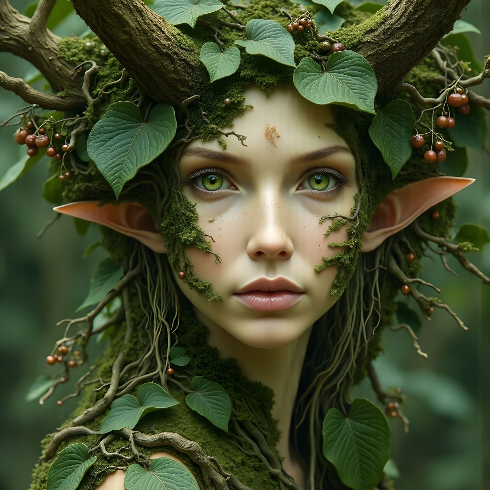 Forest Elemental Portrait in Woodland Setting