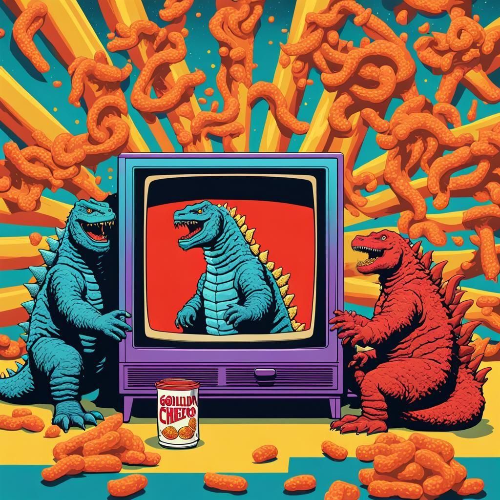 Godzilla's Pop Art TV Time with Cheetos