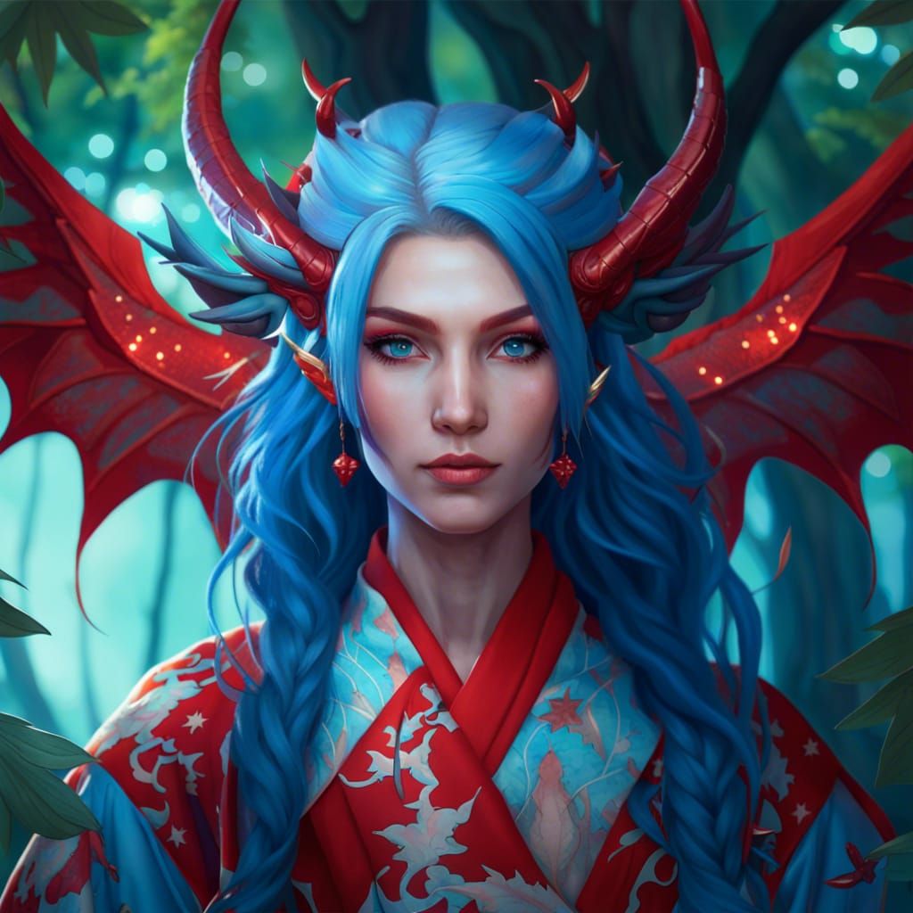 Dragon Woman Portrait in Hyperdetailed Fantasy Style