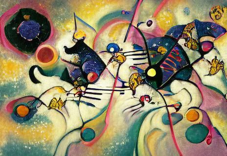 Cats in a Cosmic Dance: Kandinsky Style
