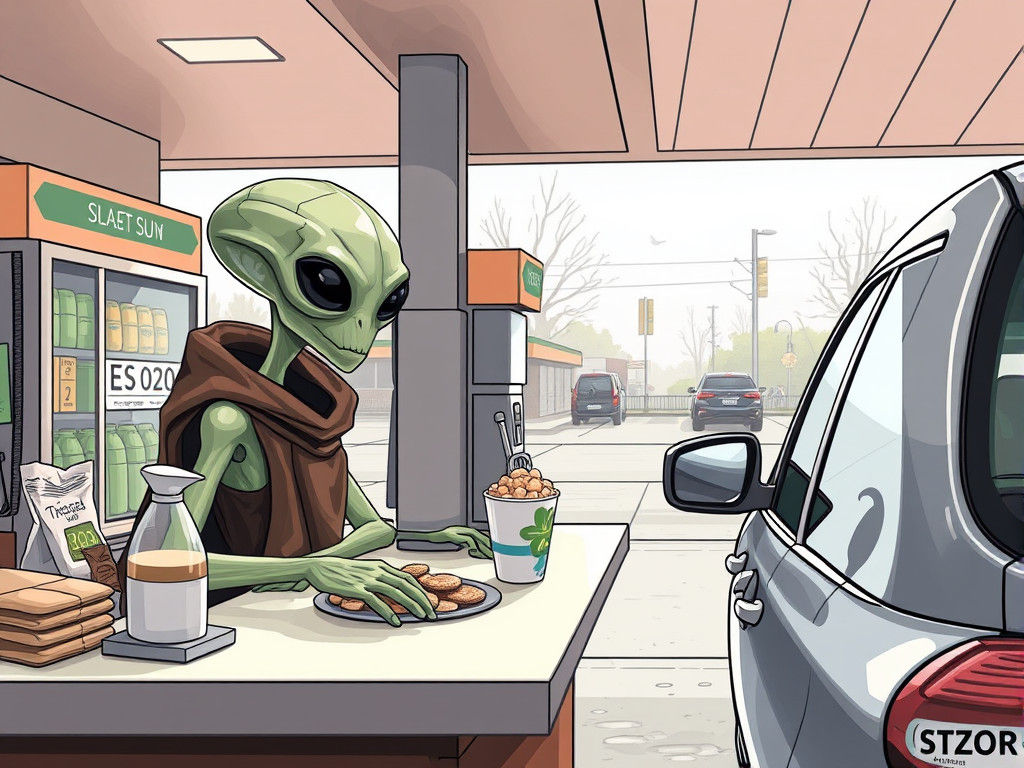 Alien's After-Work Gas Station Stop
