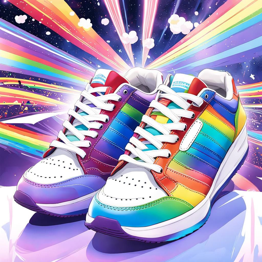 Rainbow Sneakers in Anime Style