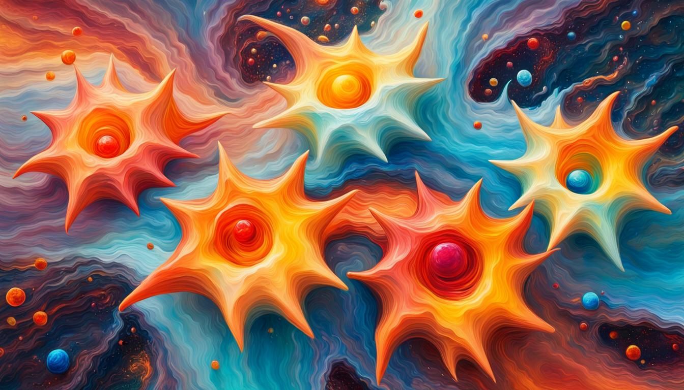 Celestial Stars in Vivid Impasto Oil Painting