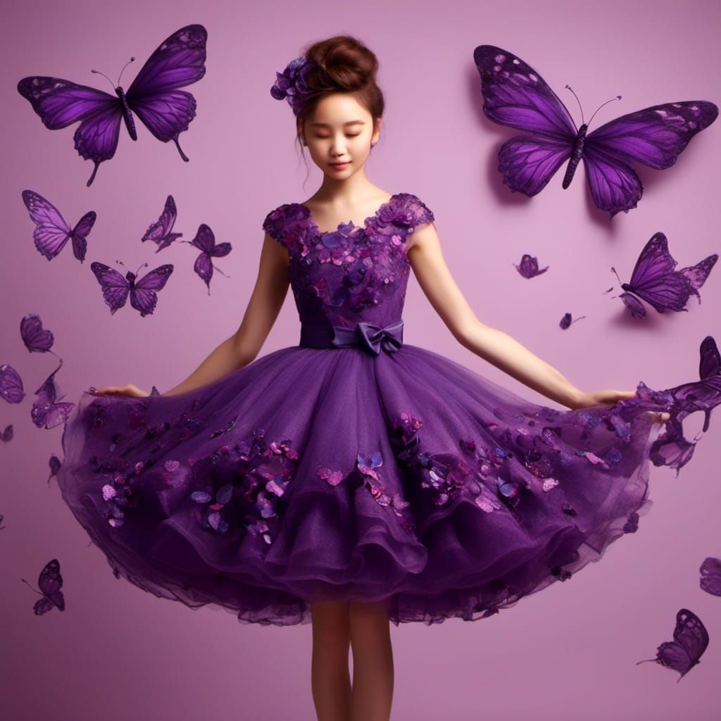 Elegant Purple Butterfly Dress