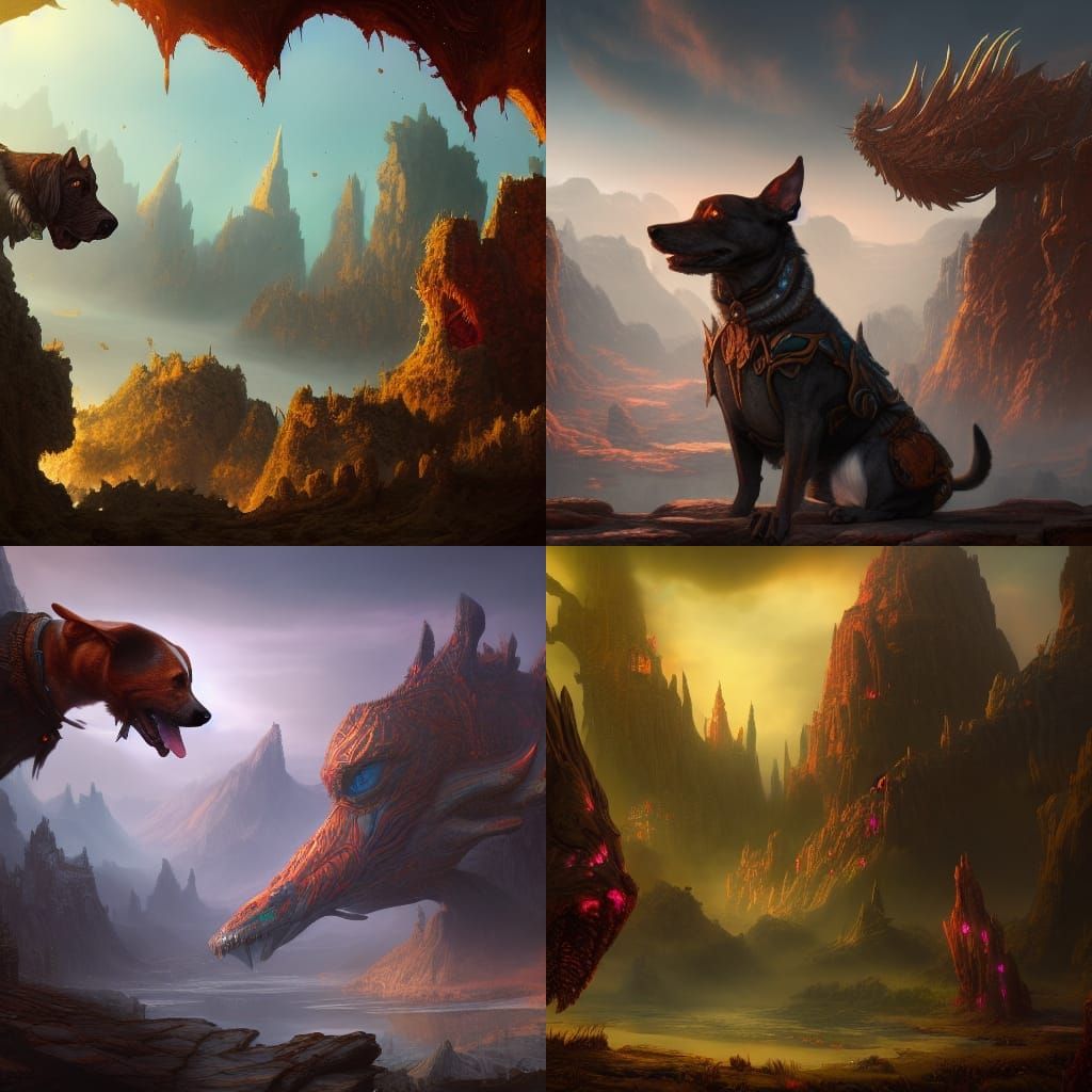 Fantastical Pitbull Dog in Detailed Matte Painting