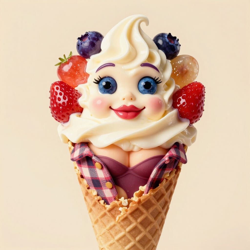 Whimsical Ragdoll Ice Cream Cone Inspired by Dolly Parton