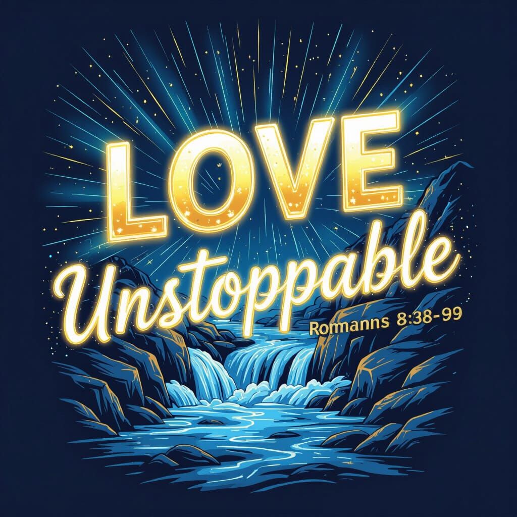Glowing LOVE Unstoppable T-Shirt Design with River Art