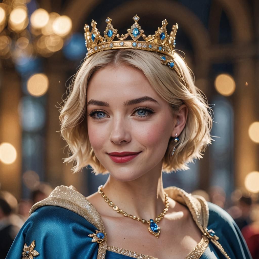 Blonde Woman with Crown and Jewelry