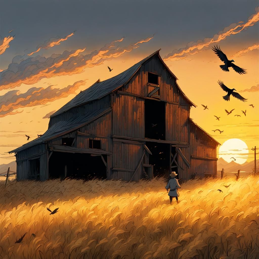 Burning Barn: Horror Scene in Anime Style