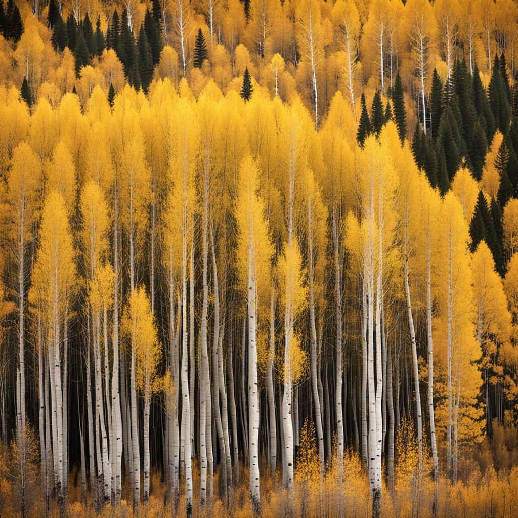 Golden Autumn Aspen Forest Landscape