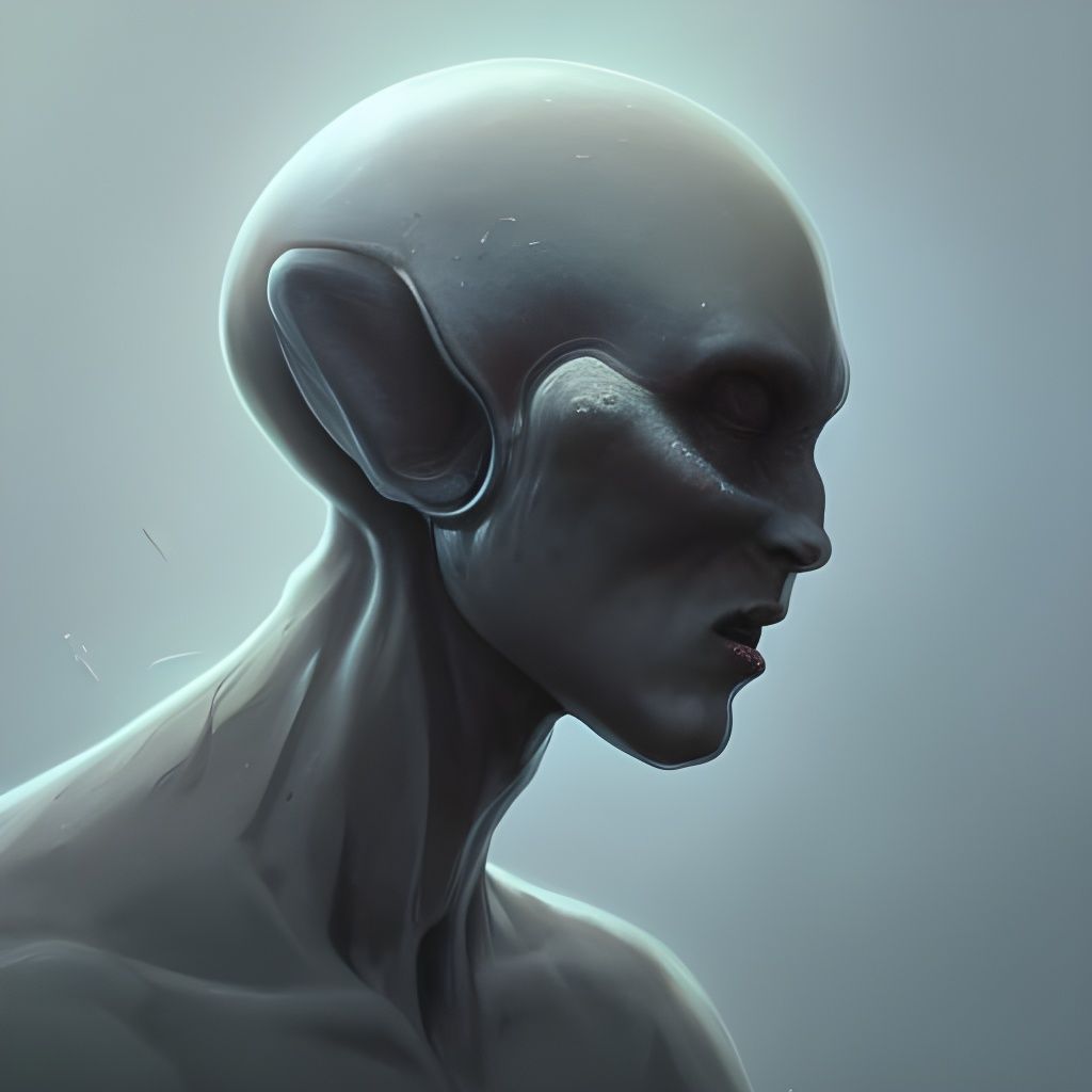 Detailed Portrait of Grey Alien in Artstation Style