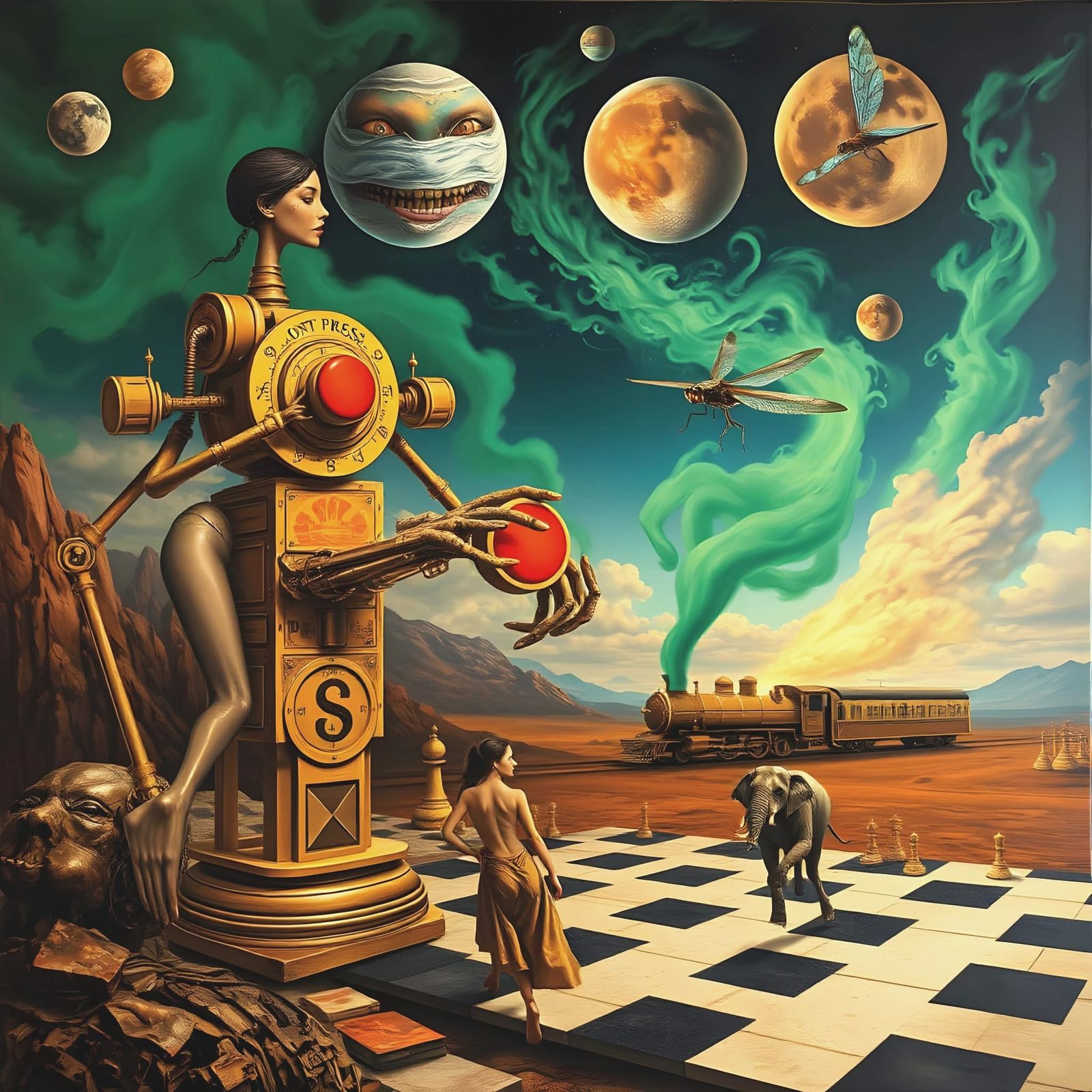 "Bandaged Moon" and "Dancing Elephant"