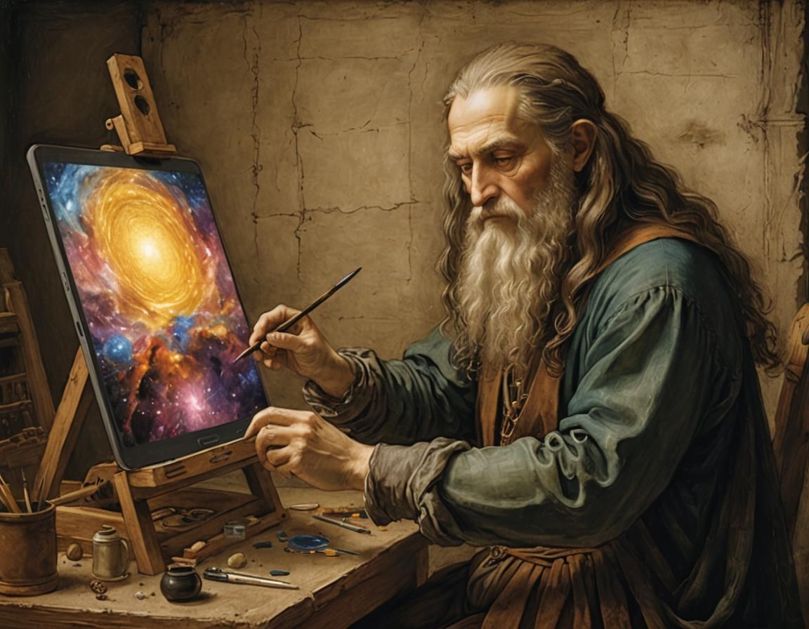 Da Vinci Painting Digital Art on Tablet