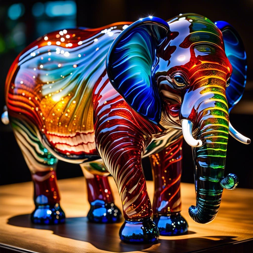 Blown Glass Sculpture: Blown Glass Elephant
