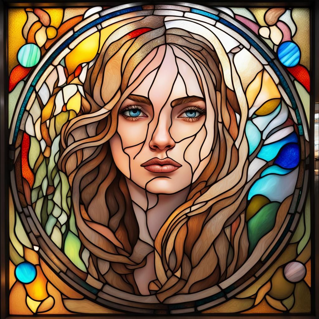 Stained Glass Fairytale: Hyperrealistic Splash Art