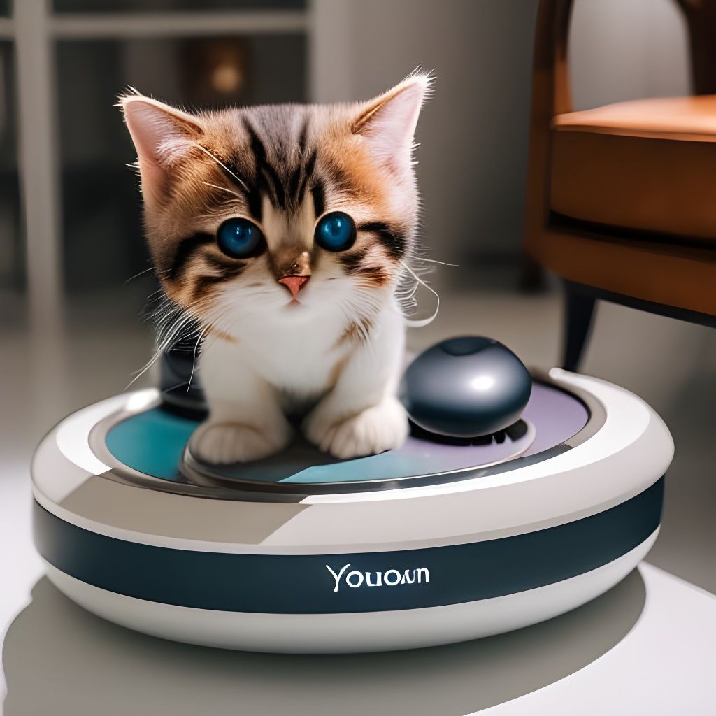 Kitty and Mouse on a Roomba