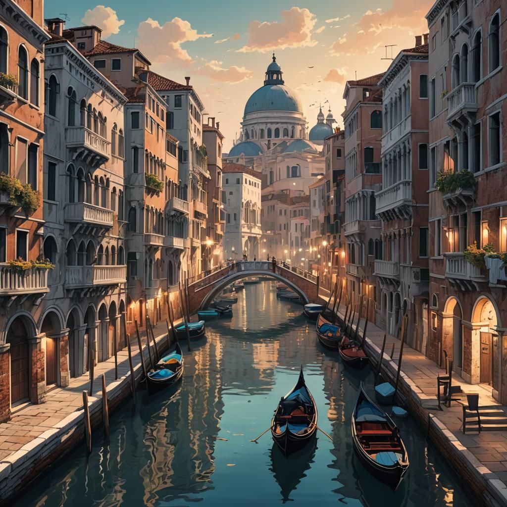 Venice in Anime Style, Cel-Shaded Manga Scan