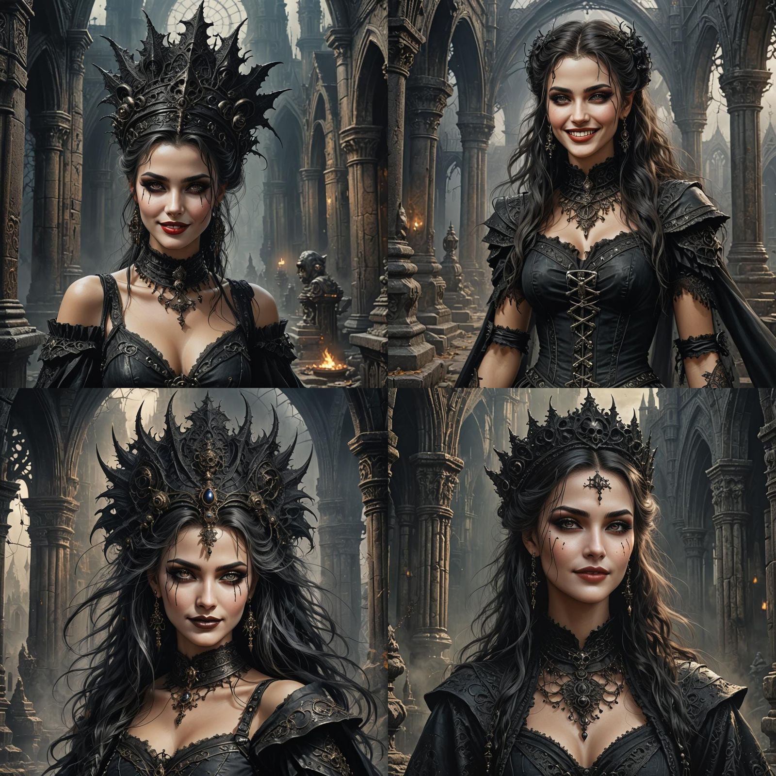 Beautiful Gothic Woman with Perfect Makeup as Matte Painting