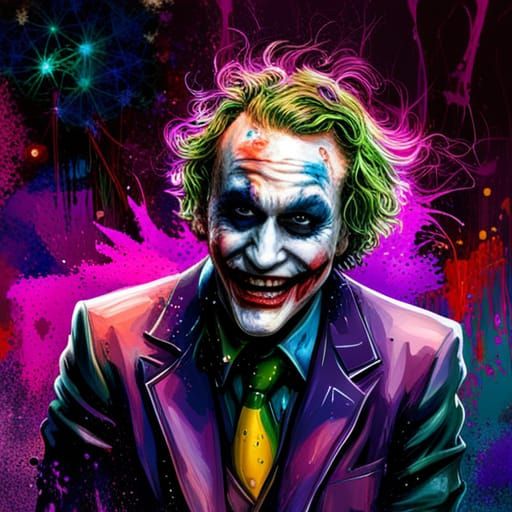 Joker's Face in Exploding Paint Diorama