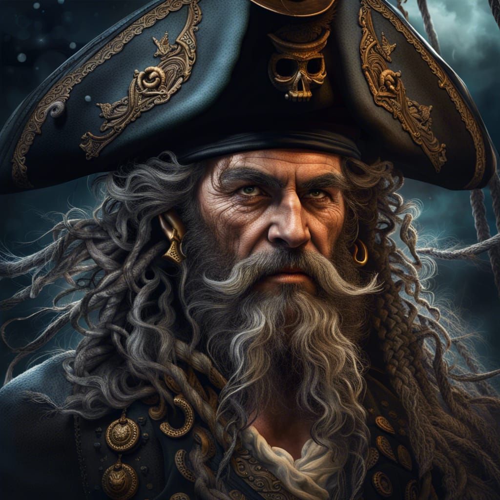 Ornate Pirate Captain Portrait in Photorealistic Style