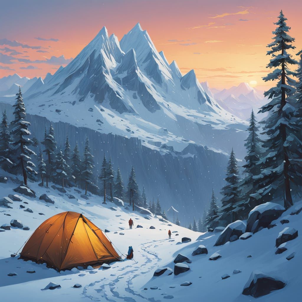 Surreal Winter Wilderness in Vibrant Fantasy Style