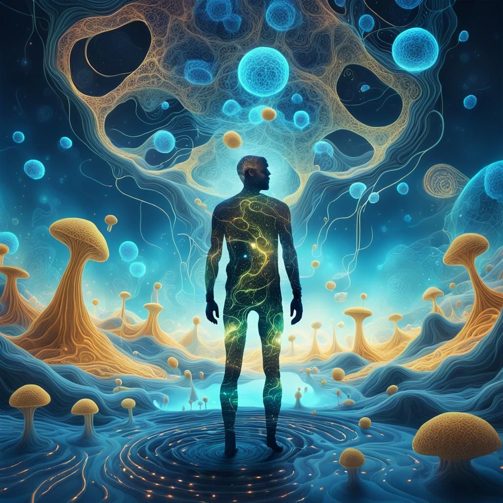 Psychedelic Fantasy World with Ethereal Shapes