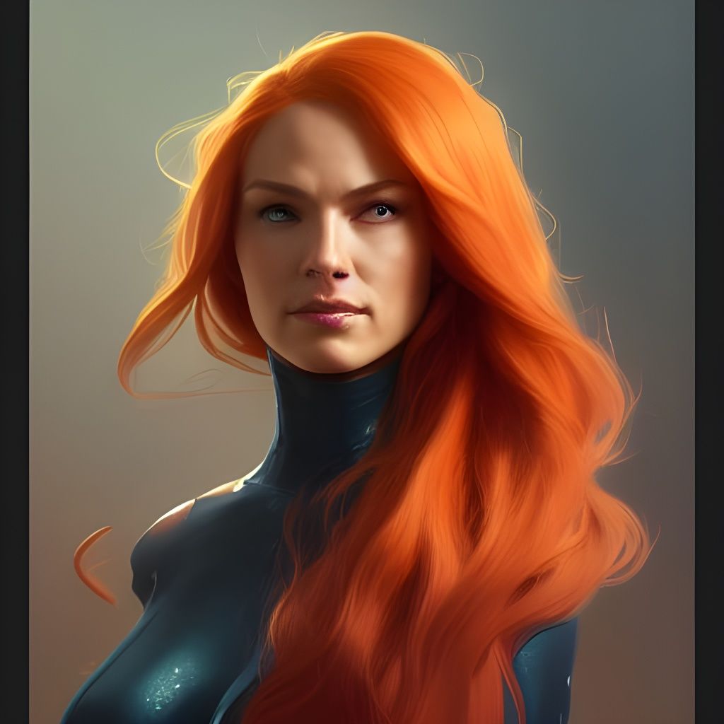 Jean Grey Portrait in Artgerm and Mucha Style